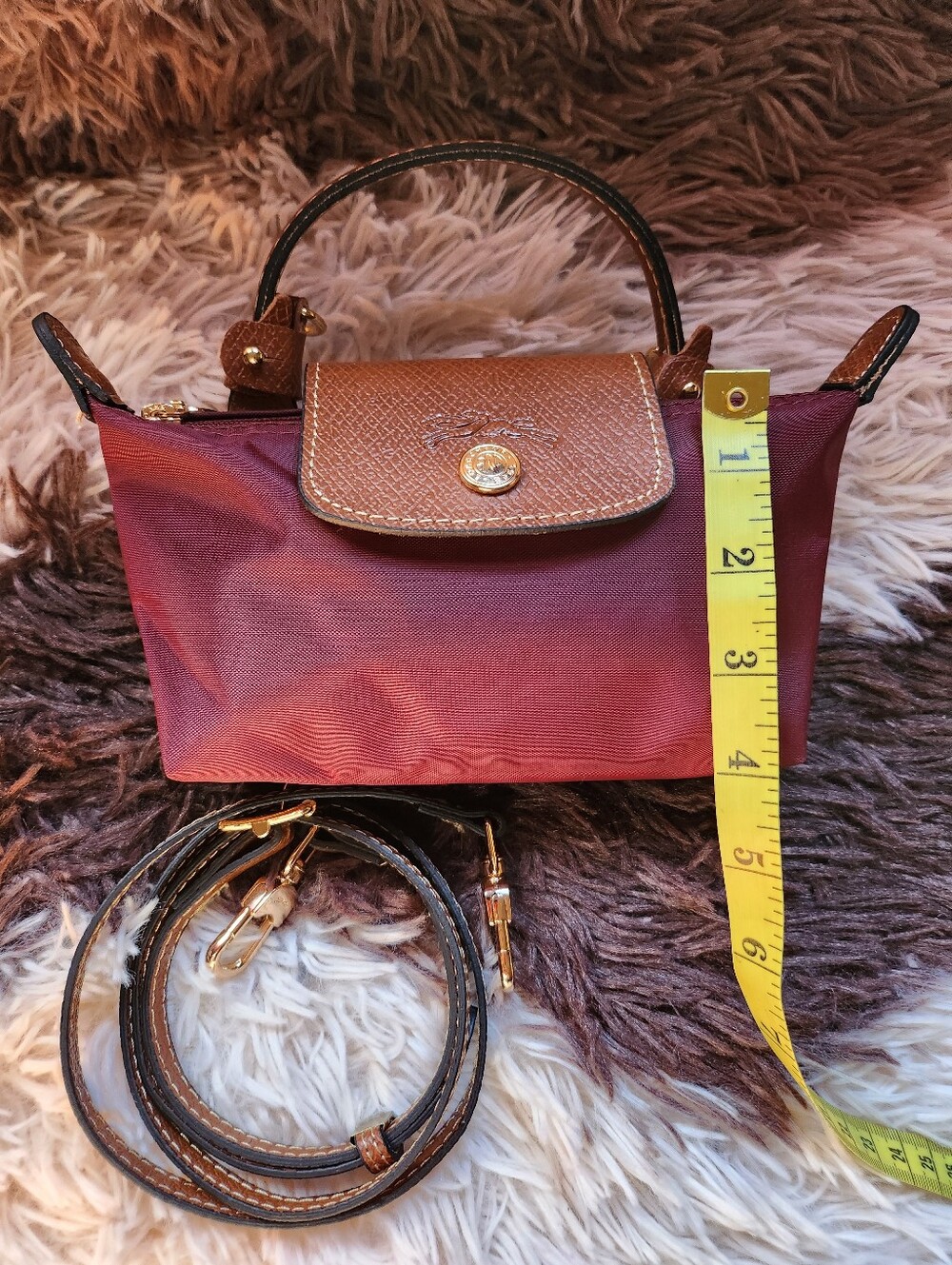 Longchamp Burgundy Mini Bag with Removable Strap NWT - Picture 2 of 5